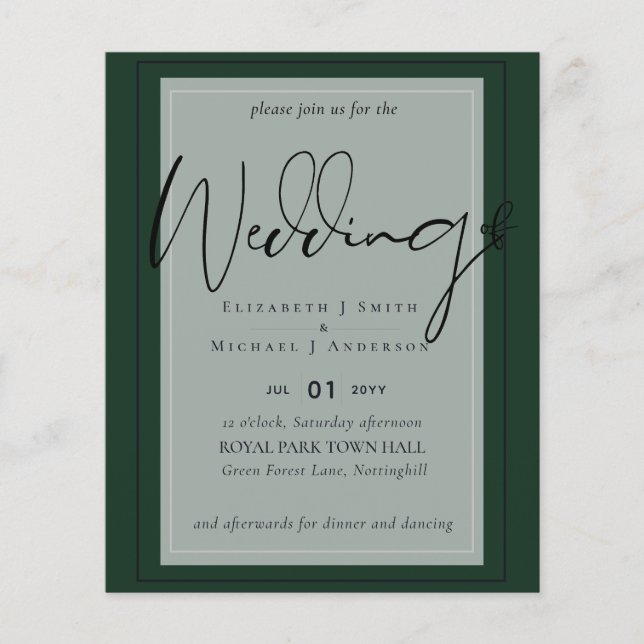 True Colour Script Typography Budget Wedding (Front)