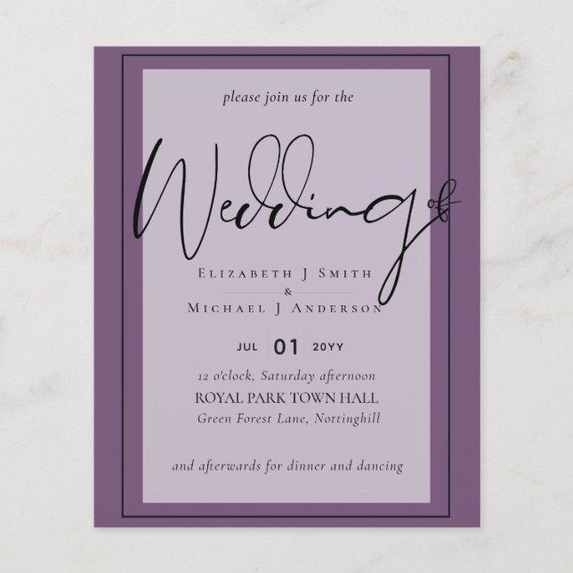 True Colour Script Typography Budget Wedding (Front)