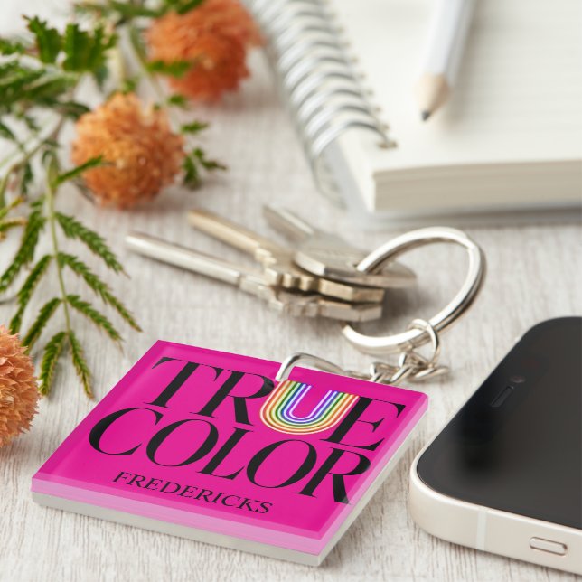True Colours Editorial Custom Typography Design Key Ring (Front Right)