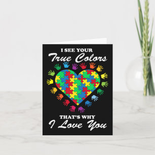 True Colours Heart Puzzle Cool Autism Awareness Gi Card