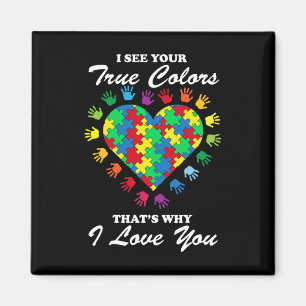 True Colours Heart Puzzle Cool Autism Awareness Gi Magnet