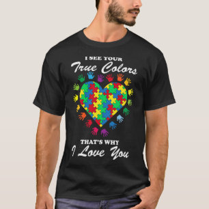 True Colours Heart Puzzle Cool Autism Awareness Gi T-Shirt