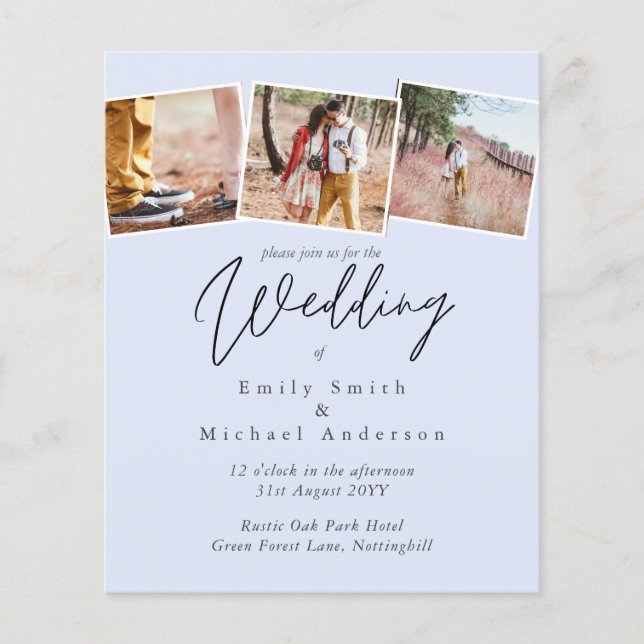 True Colours PHOTO Collage Wedding Budget Invites (Front)