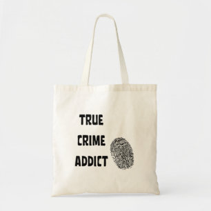 True crime addict tote bag