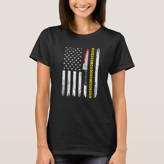 True Crime American Flag Patriotic Murderino Premi T-Shirt (Front)