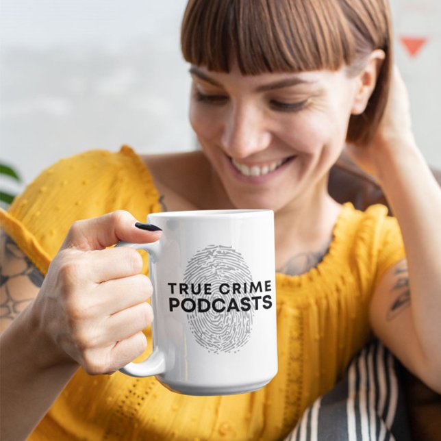 True Crime Podcast with Fingerprint Coffee Mug (Creator Uploaded)