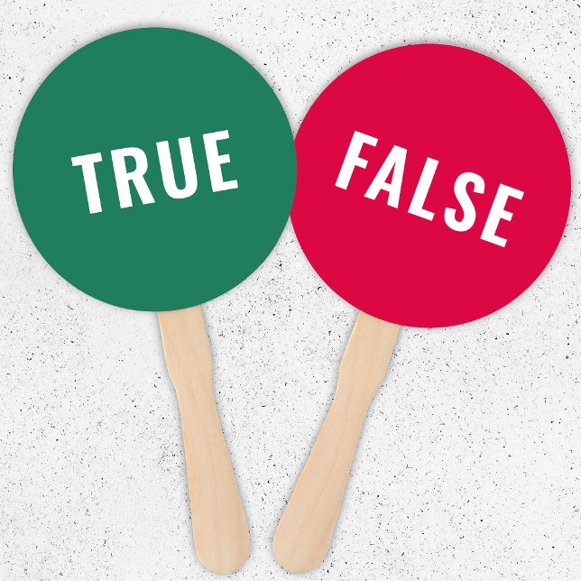 True False Game | Modern Bright Red Green Hand Fan (Creator Uploaded)