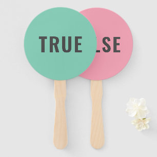 True False Game   Modern Pastel Green Pink Hand Fan