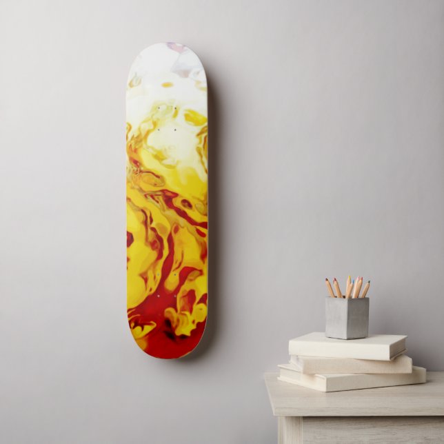 True Flames gold red white purple fire Skateboard (Wall Art)