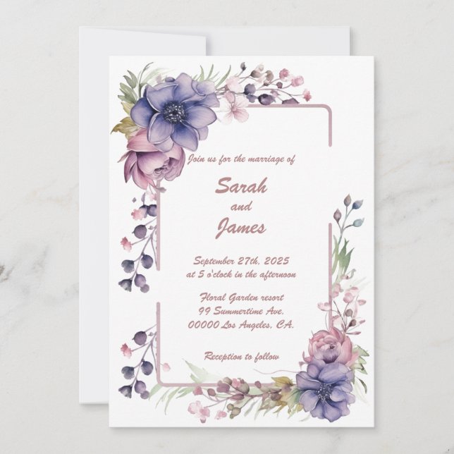 True Floral Dreams: Wedding Invitation (Front)