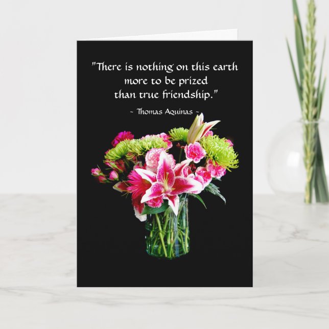 True Friend Happy Birthday, Stargazer Lily Bouquet Card (Front)