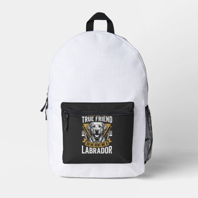 True Friend Labrador Dog Printed Backpack (Front)