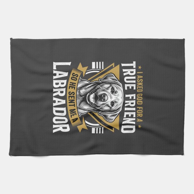 True Friend Labrador Dog Tea Towel (Horizontal)