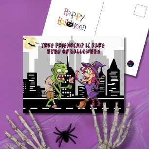 True Friendship in the City Halloween Holiday Postcard