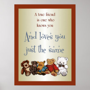 True Friendship: Teddy Bears, Stuffed Toys: Art Poster