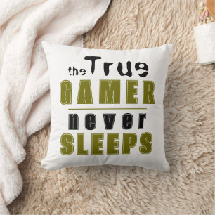 True Gamer never Sleeps Typography Cool Gamer Cushion