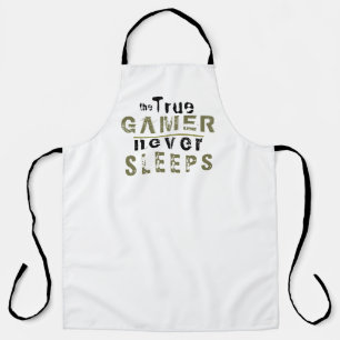 True Gamer Never Sleeps Typography Gamer Apron