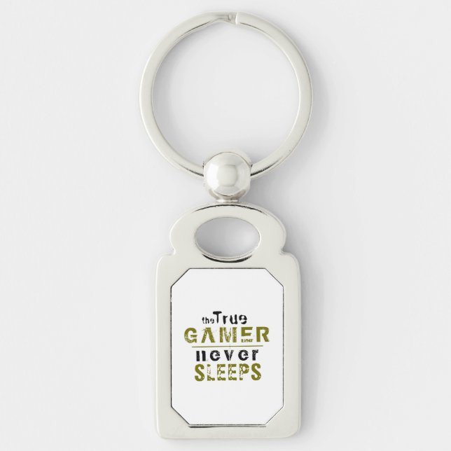 True Gamer Never Sleeps Typography Gamer   Key Ring (Front)
