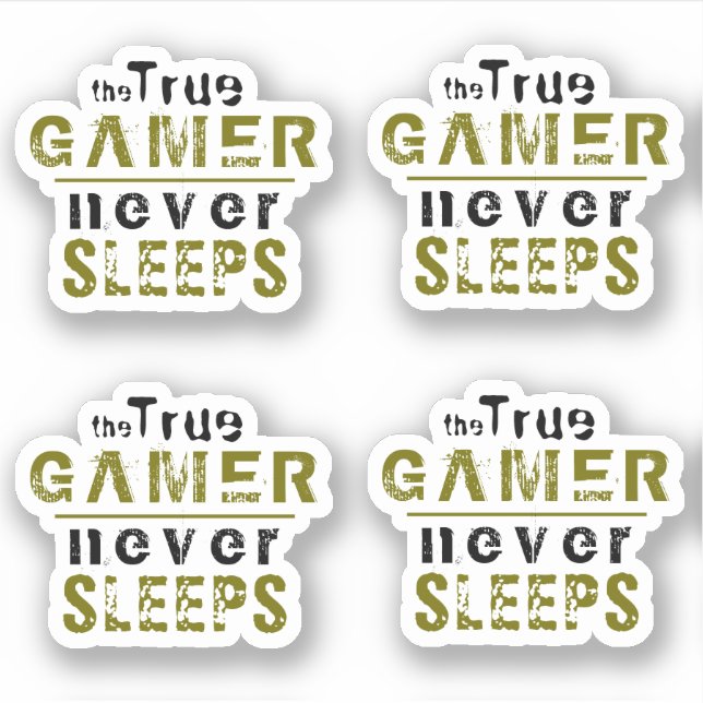 True Gamer Never Sleeps Typography Gamer  Sticker (Front)
