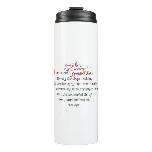 True Grandmother Quote Red Flower Petals White Thermal Tumbler (Front)