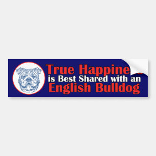 True Happiness with an English Bulldog Bumper Sticker