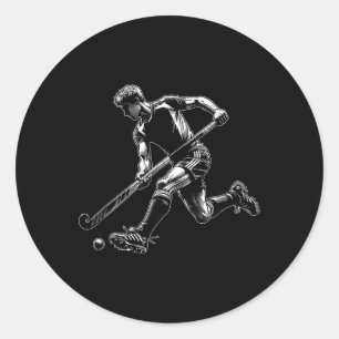 True Hockey Player Action Player Field Hockey Classic Round Sticker