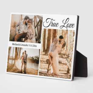 true love 3 photos collage wedding minimalist plaque