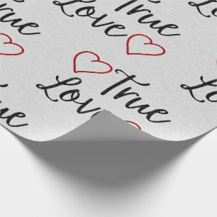 True Love Black Glitter Valentine's Wrapping Paper
