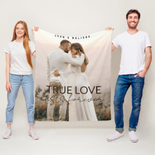 True Love Couple Family Photo Personalised Name Fleece Blanket
