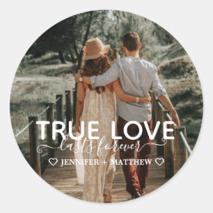 True Love Couple Photo Classic Round Sticker