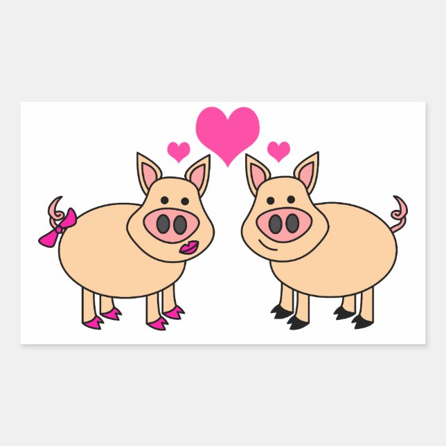 True Love - Cute Pig Cartoon Rectangular Sticker (Front)