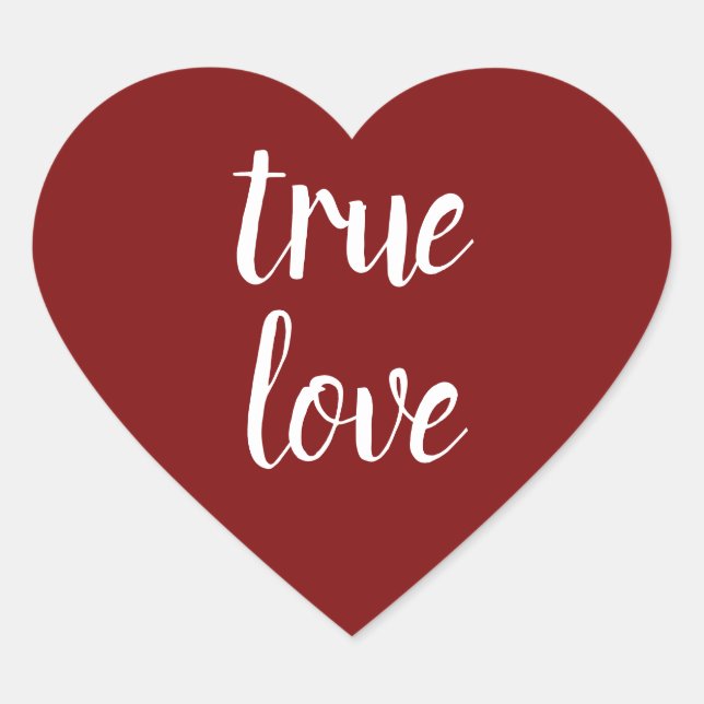"True Love" Deep Red Heart Stickers (Front)