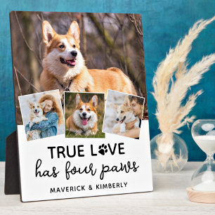 True Love Dog Lover Personalised 4 Photo Collage Plaque