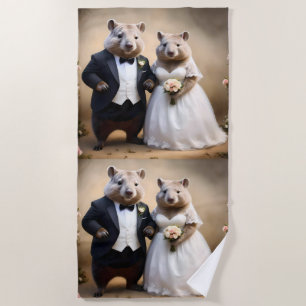 "True Love Down Under: Wombats Tying The Knot Beach Towel