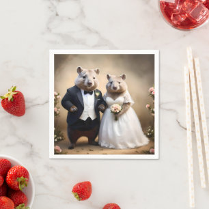 "True Love Down Under: Wombats Tying The Knot Napkin