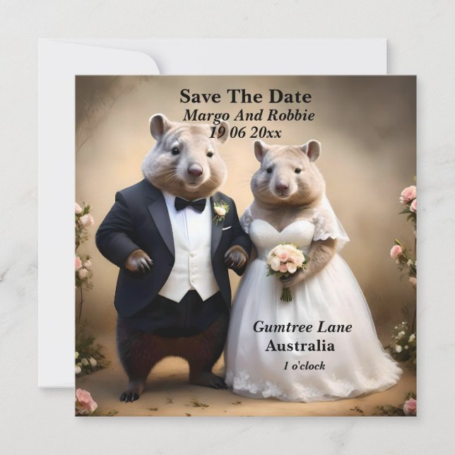 "True Love Down Under: Wombats Tying The Knot Save The Date (Front)
