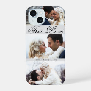 true love, elegant 3 photos anniversary romantic iPhone 15 case