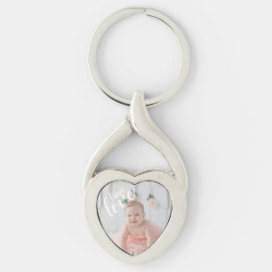 True Love Elegant Script Photo Key Ring