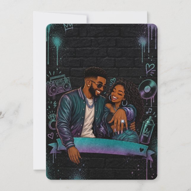 True Love Graffiti Black Couple Wedding Invite (Front)