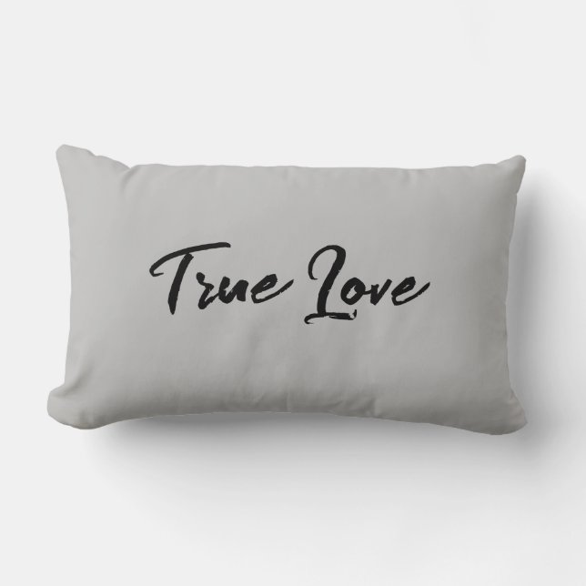 True Love Grey Lumbar Pillow (Front)