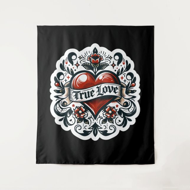 True Love Heart Tattoo Look Artistic  Tapestry (Front)