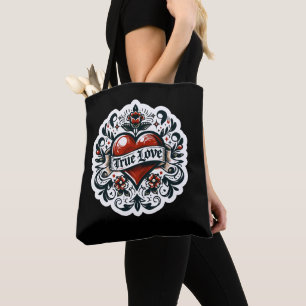 True Love Heart Tattoo Sticker Style Artistic  Tote Bag