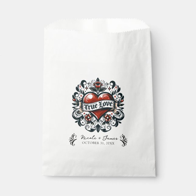 True Love Heart Tattoo Sticker Wedding  Favour Bag (Front)