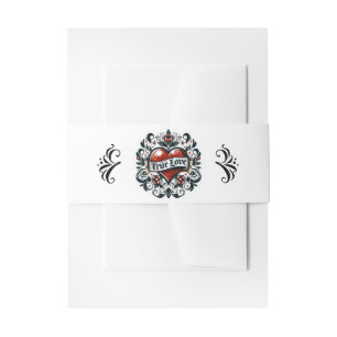 True Love Heart Tattoo Sticker Wedding Invitation Belly Band
