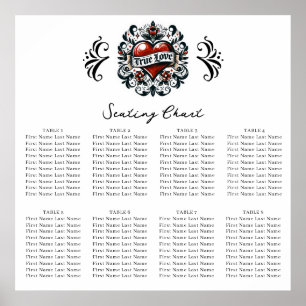 True Love Heart Tattoo Sticker Wedding Seating  Poster