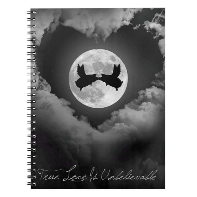 True Love Is Unbelievable-Flying Pigs Kissing Notebook (Front)