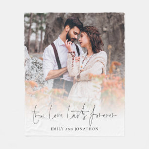 True Love Lasts Forever Couple Photo Overlay Fleece Blanket