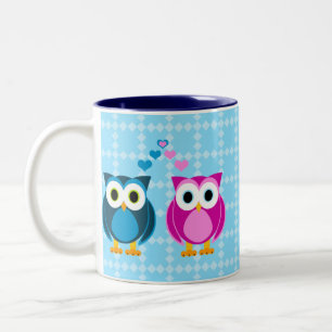 True Love - Owl Cartoon Two-Tone Coffee Mug
