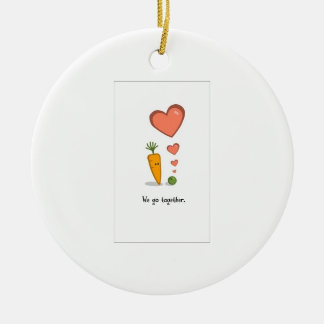 true love, peas and carrots ceramic tree decoration (Front)