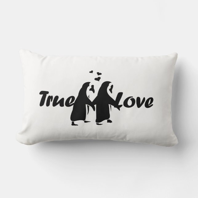 True Love (Penguin) Lumbar Cushion (Front)